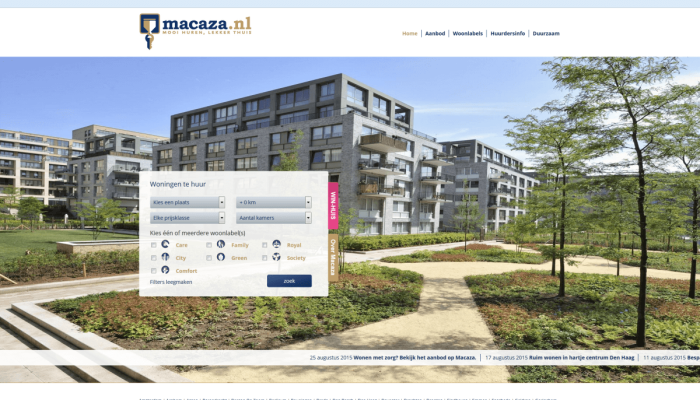 Website Macaza in het nieuw