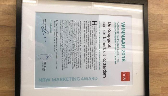 Koopgoot Rotterdam wint NRW Marketingprijs 2018!